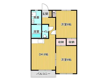 パークサイド(2DK/2階)の間取り写真