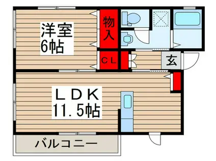 フォールB棟(1LDK/2階)の間取り写真