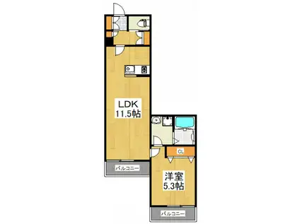 西武新宿線 西武柳沢駅 徒歩10分 3階建 築9年(1LDK/1階)の間取り写真