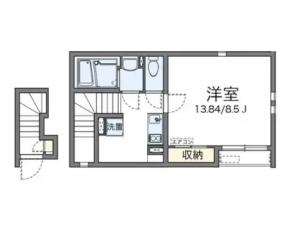 クレイノ合(1K/2階)の間取り写真