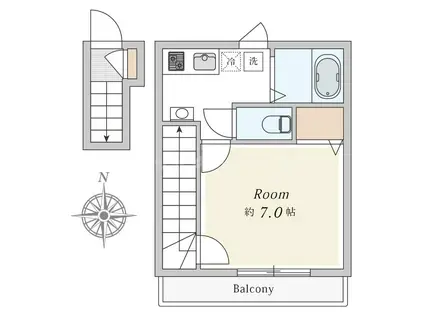 ガーデンコート(1K/2階)の間取り写真