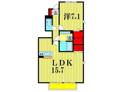 アネシスIII(1LDK/1階)の間取り写真