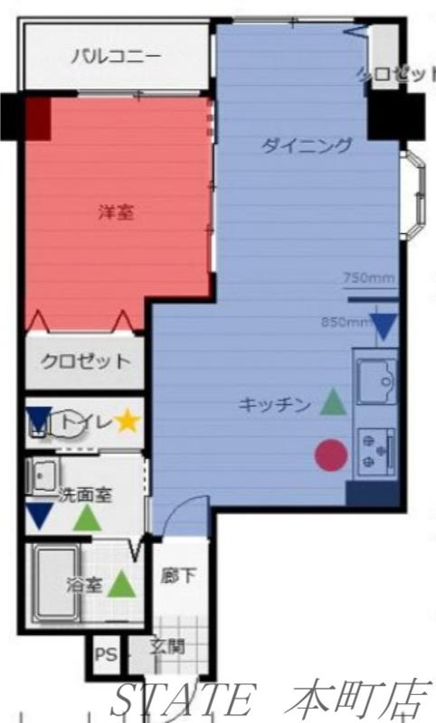 白百合グランドシャトー(1LDK/3階)の間取り写真
