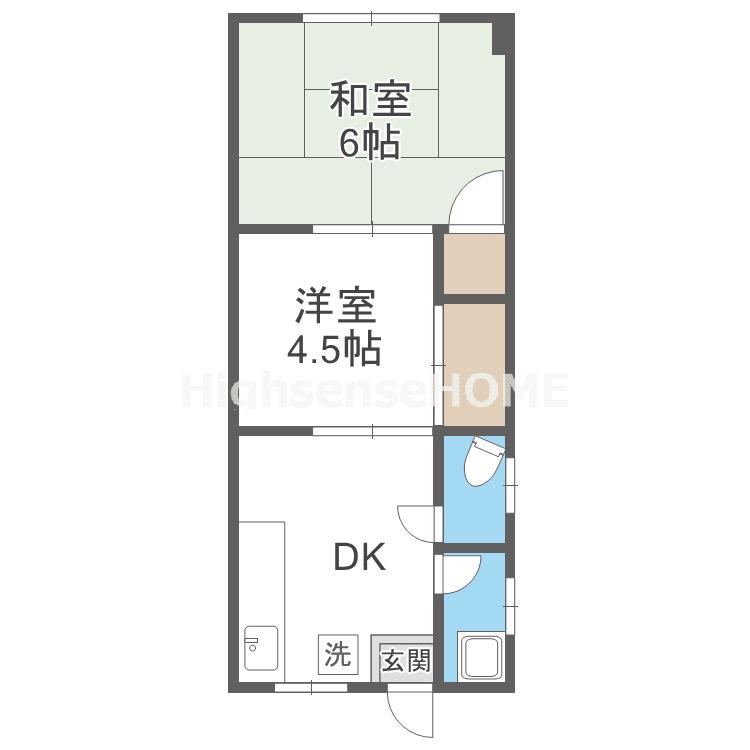 鶴見マンション(2DK/3階)の間取り写真