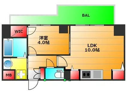 ラ・ピシーヌ南堀江(1LDK/6階)の間取り写真