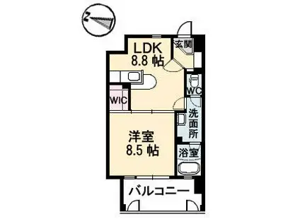 フラットリア御船(1LDK/3階)の間取り写真