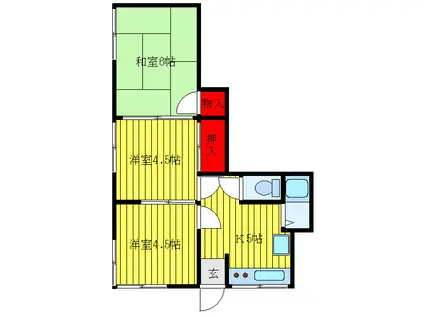 野口荘(3K/1階)の間取り写真