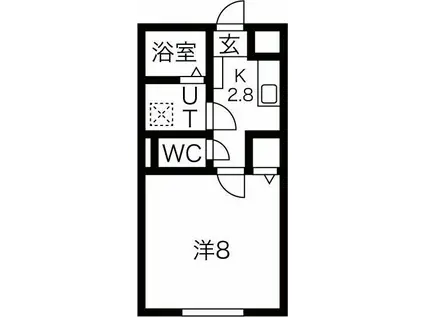 ヴィラキャリーヌ(1K/1階)の間取り写真