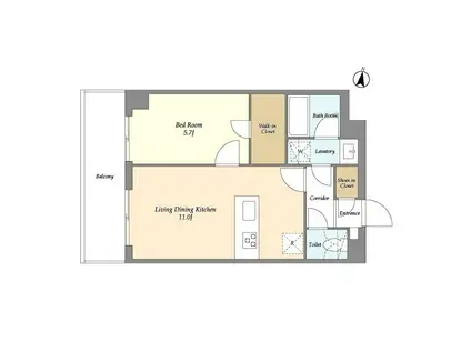 メゾンドオンディーヌ(1LDK/3階)の間取り写真