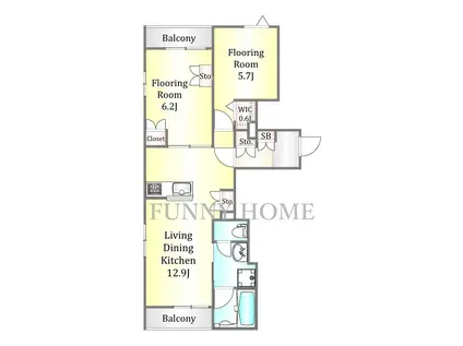 コンフォール目黒(2LDK/2階)の間取り写真