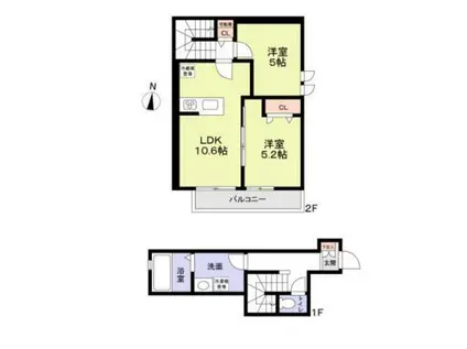 春待坂TERRACE(2LDK/2階)の間取り写真