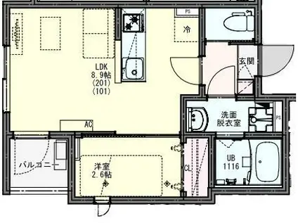 KEIAI RESIDENCE 馬橋(1LDK/1階)の間取り写真