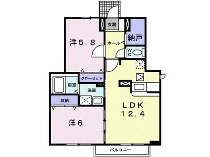 アルドールA(2LDK/1階)の間取り写真