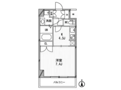 スペーシア高円寺I(1K/5階)の間取り写真