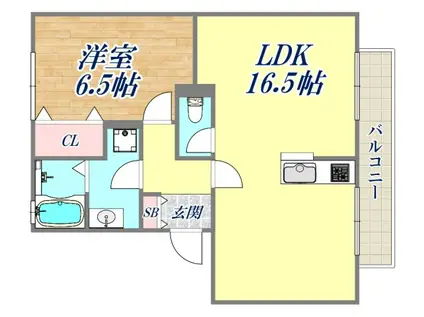 グリーンハウス新伊丹(1LDK/2階)の間取り写真