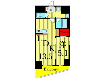 PRUNA北上野(1LDK/4階)の間取り写真