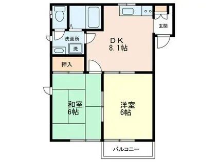 ローレンハウス(2DK/2階)の間取り写真