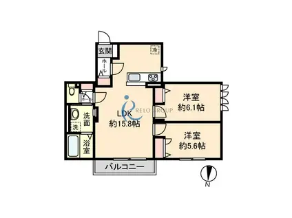 DEMEURE CRECIA I(2LDK/2階)の間取り写真