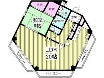 クリスタルスクエアINOHANA(1LDK/6階)の間取り写真