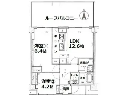 シティコート目黒3棟(2LDK/6階)の間取り写真