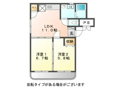 メゾングリーンパークII(2LDK/1階)の間取り写真