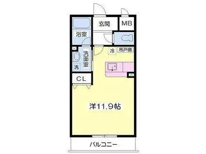 カーサビアンカ谷藤(ワンルーム/3階)の間取り写真