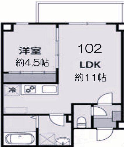 アリビラ六甲(1LDK/1階)の間取り写真