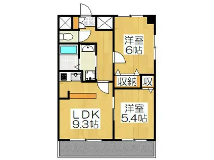 HF四条河原町レジデンス(2LDK/11階)の間取り写真