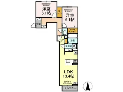 ウィステリア(2LDK/2階)の間取り写真