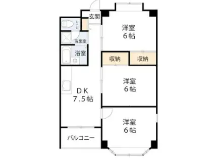 ニューブライトマンション(3DK/3階)の間取り写真