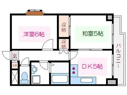 コーポ白河(2DK/4階)の間取り写真