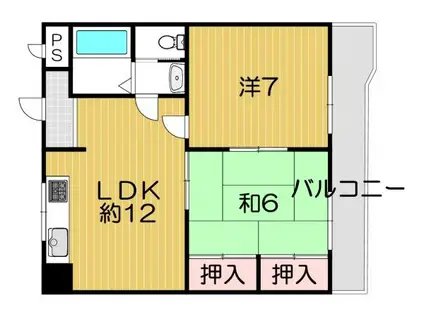 公栄ビル宇治小倉マンション(2LDK/5階)の間取り写真