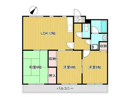 七福マンション 城見町(3LDK/5階)の間取り写真