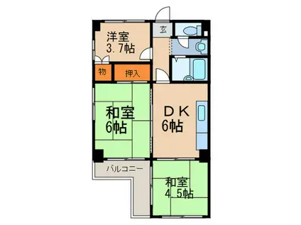 親和新在家ハイツ(3DK/1階)の間取り写真