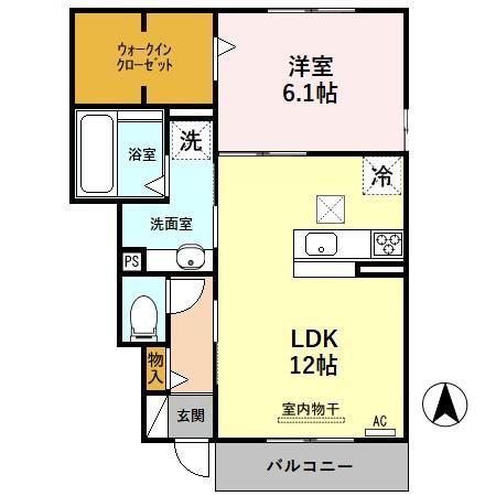 ハルミズホ(1LDK/1階)の間取り写真