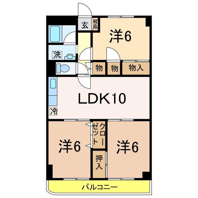 旭町いづみプラザ(3LDK/8階)の間取り写真
