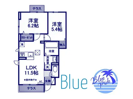 エルスハイム(2LDK/2階)の間取り写真