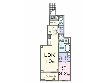 ヴィラ グレイスB(1LDK/1階)の間取り写真