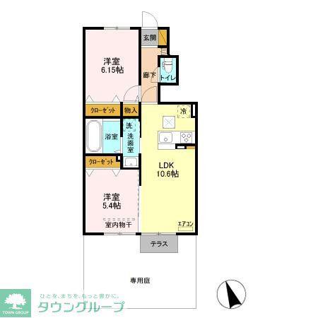 サウスヒルズIII(2LDK/1階)の間取り写真