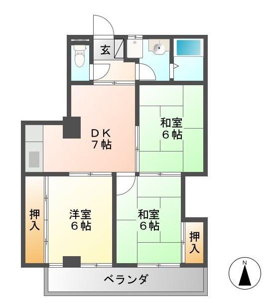第2カーサENSHO(3DK/3階)の間取り写真