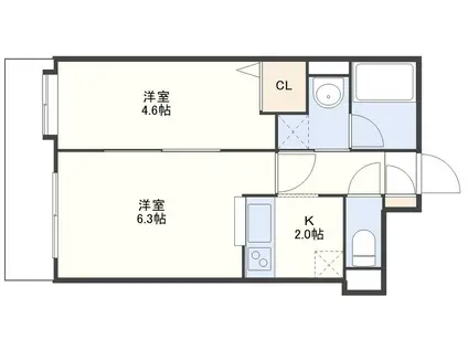CRECIA SAKAMOTO(2K/8階)の間取り写真