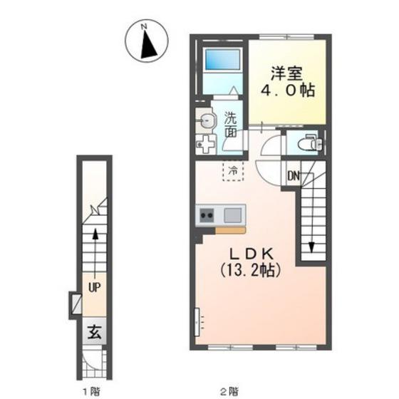 マンションアーク参番館(1LDK/2階)の間取り写真