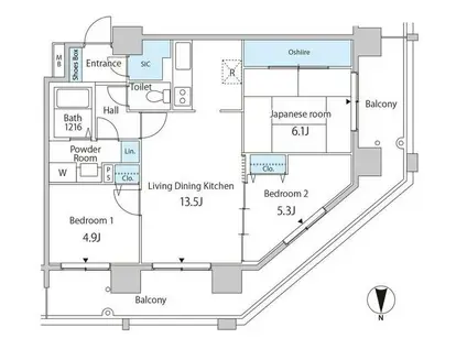 セルリアンホームズ勝どき(3LDK/15階)の間取り写真