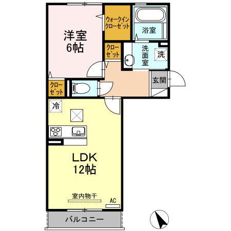 ソシアメゾン坂元(1LDK/1階)の間取り写真