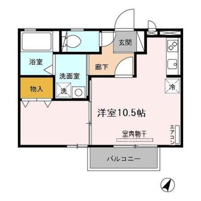 コートパル(ワンルーム/2階)の間取り写真