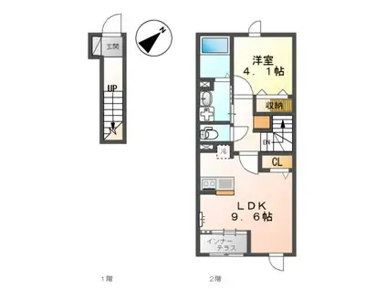 エンプレスVII(1LDK/2階)の間取り写真