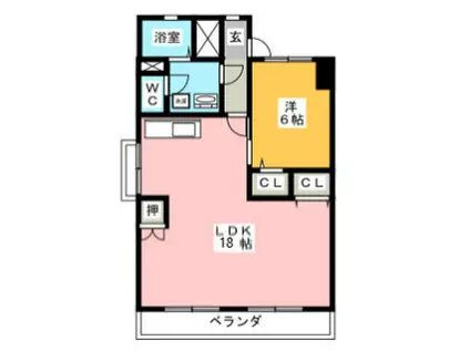 ハイツ岐北(1LDK/2階)の間取り写真