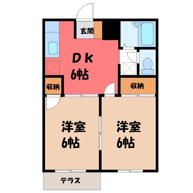 エルディム中島(2DK/1階)の間取り写真
