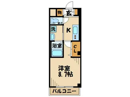 シルク南参道R(1K/2階)の間取り写真