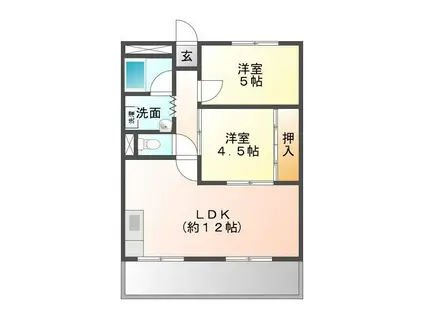 ドゥナーレ津新町(2LDK/4階)の間取り写真